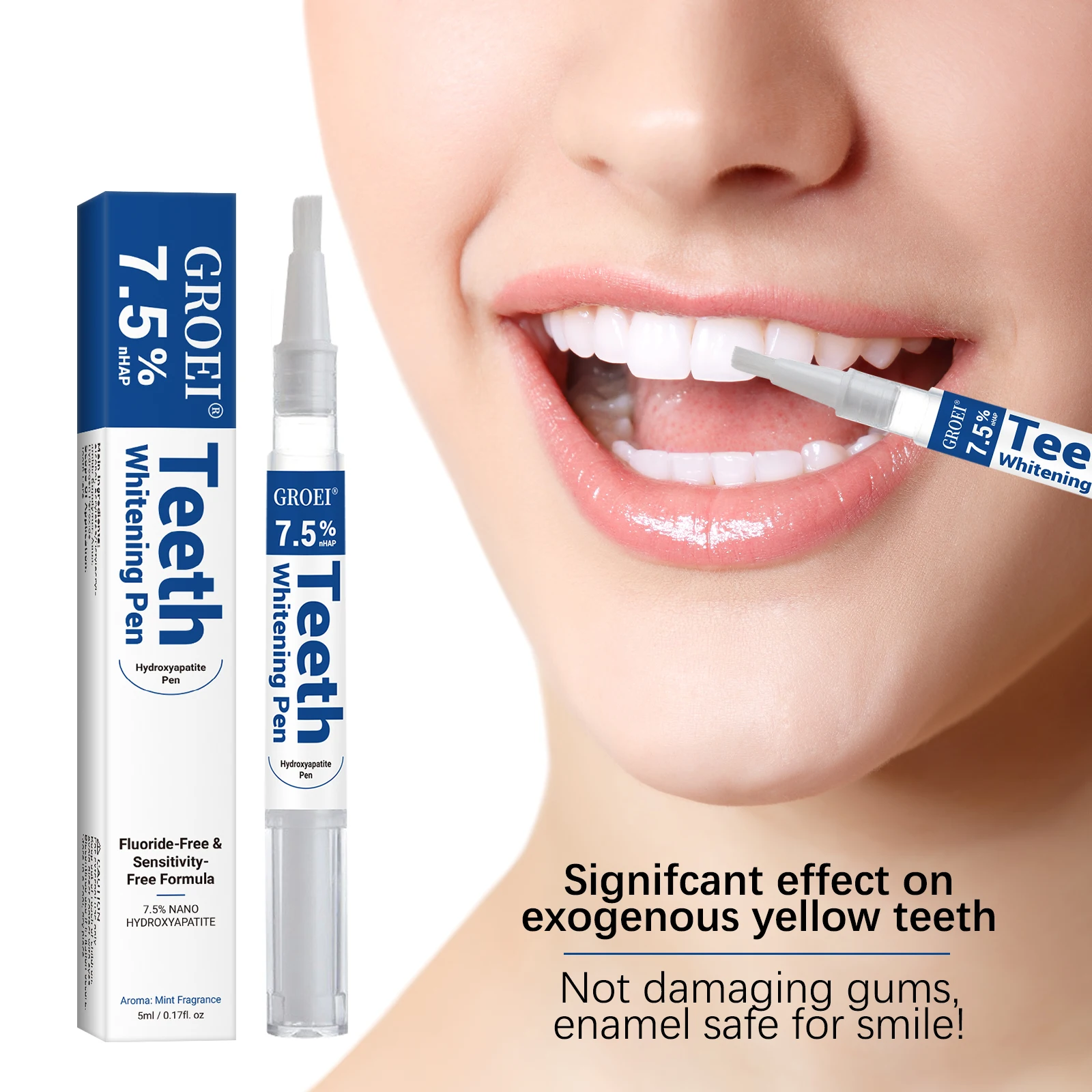 Teeth Paint Whitening - Hydroxyapatite Zahnaufhellungsstift, schillernder weißer Fleckenentferner, Gelstift,