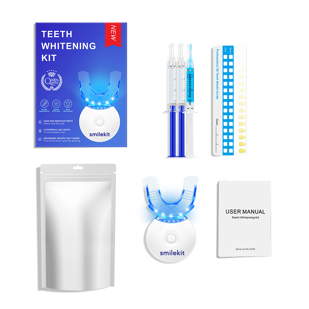 Teeth Whitening With Peroxide - Zahnaufhellungs-Set – 5 x LED-Licht-Zahnaufheller mit