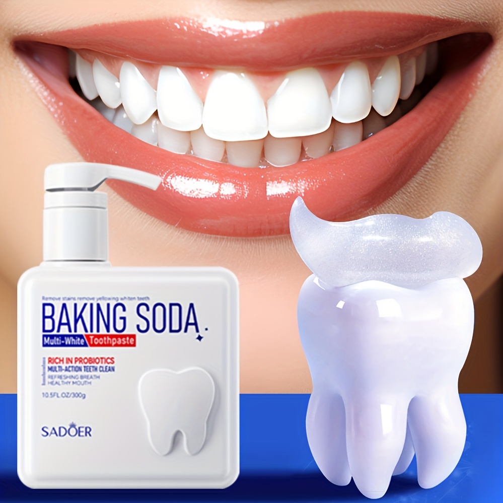 Teeth Whitening Baking Soda - Reinigende Backpulver-Probiotische Pumpzahnpasta, Tiefenreinigung der Zähne,